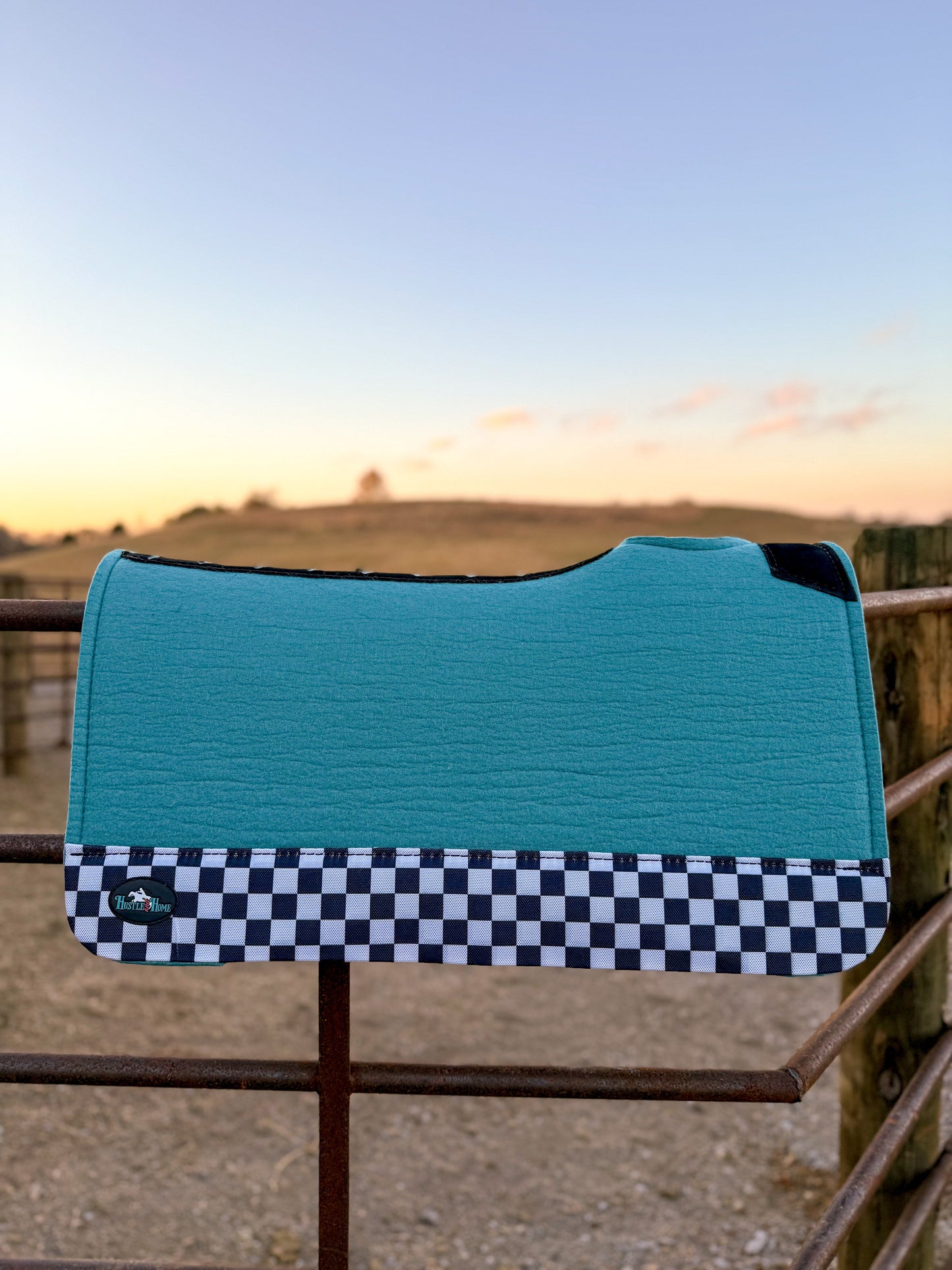 Turquoise Checks Out Wool Saddle Pad