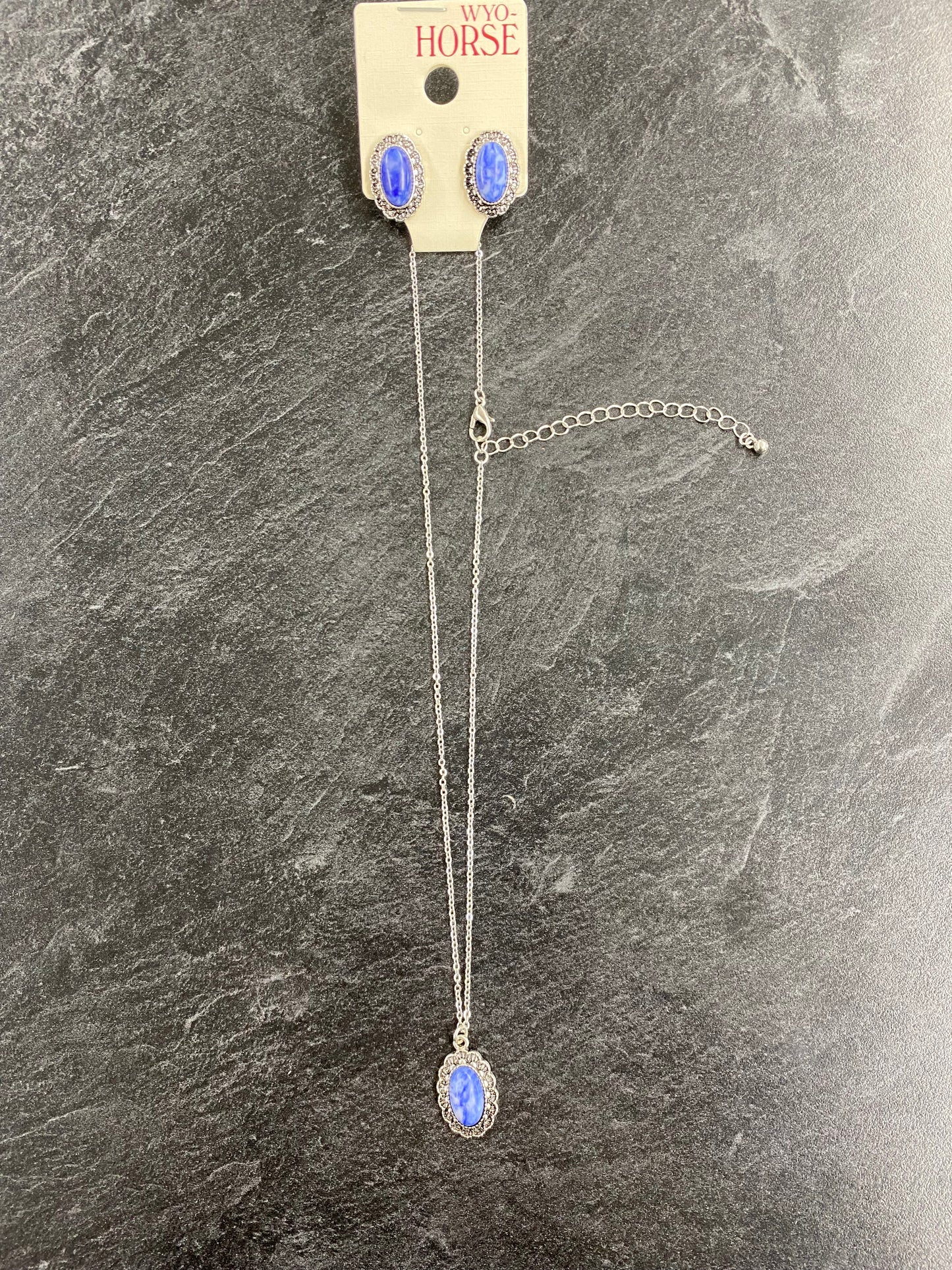 Wyo Horse Jewelry - Coordinated Oval Stone Set - Denim Blue - Package (3)