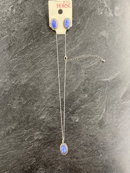 Wyo Horse Jewelry - Coordinated Oval Stone Set - Denim Blue - Package (3)