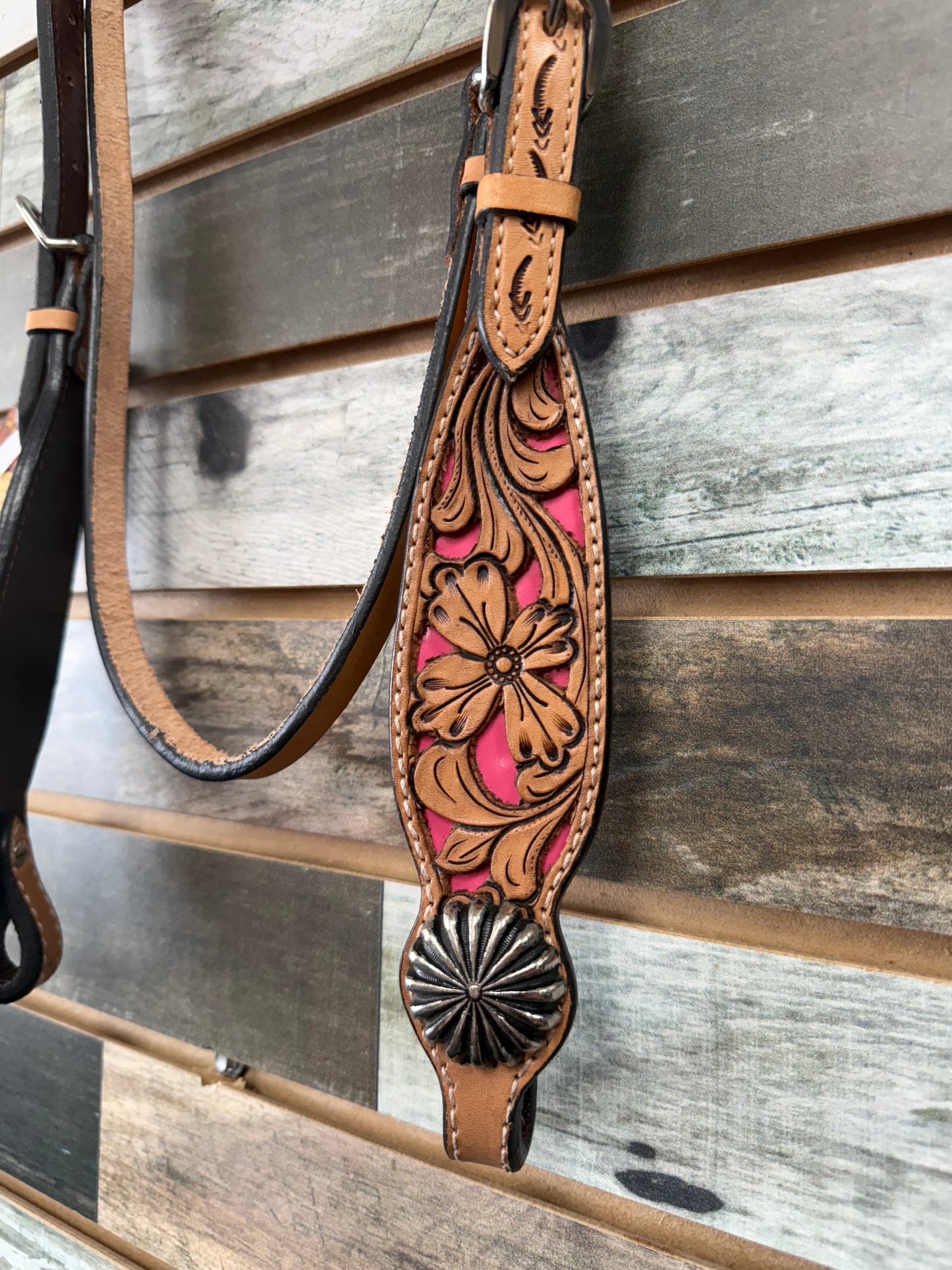 HILASONl Painted Beaded American Leather Horse Headstall