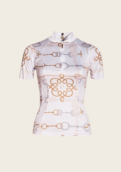 Espoir Cable White Quarter Zip Show Sun Shirt long Sleeve