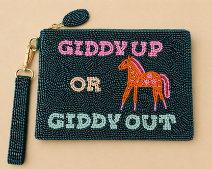 Giddy Up or Giddy Out Medium Beaded Pouch