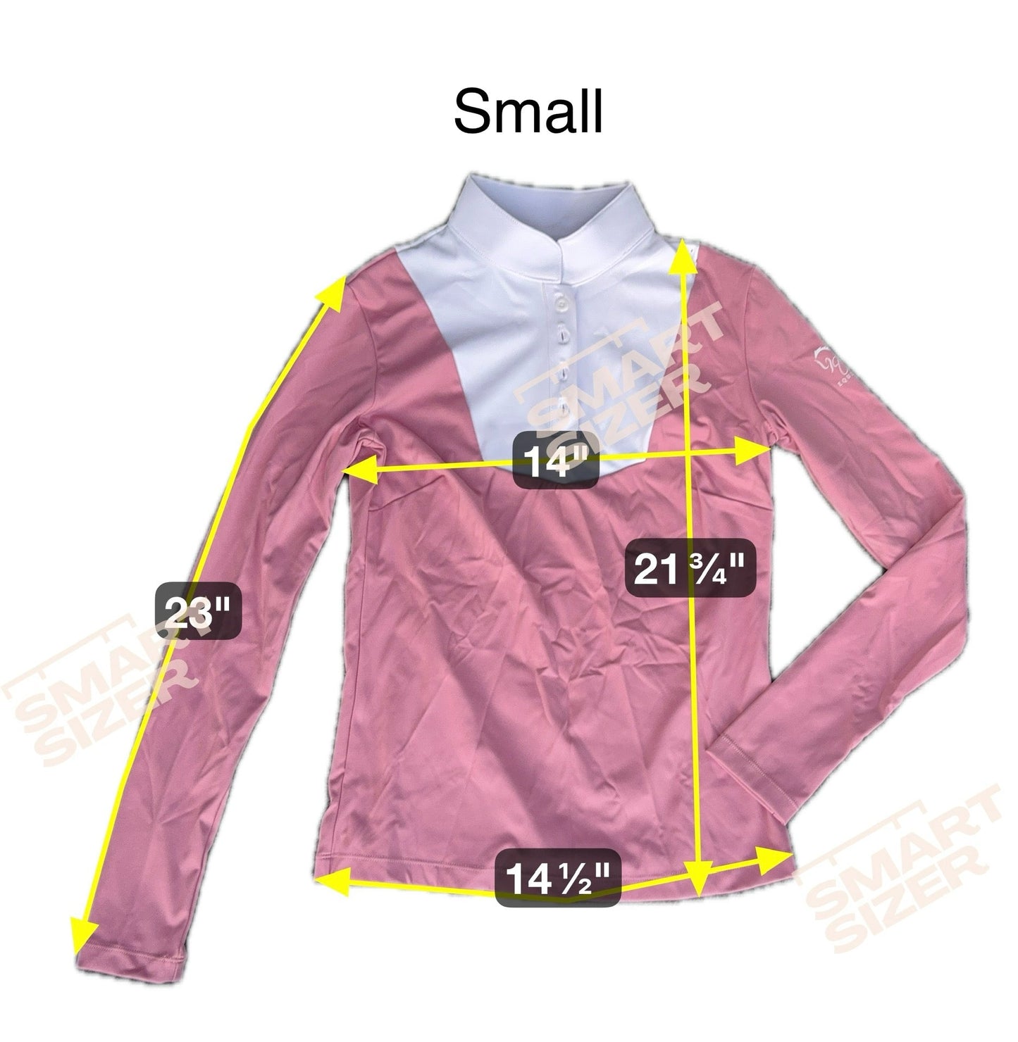 Pink and white equestrian two tone long sleeve show shirt