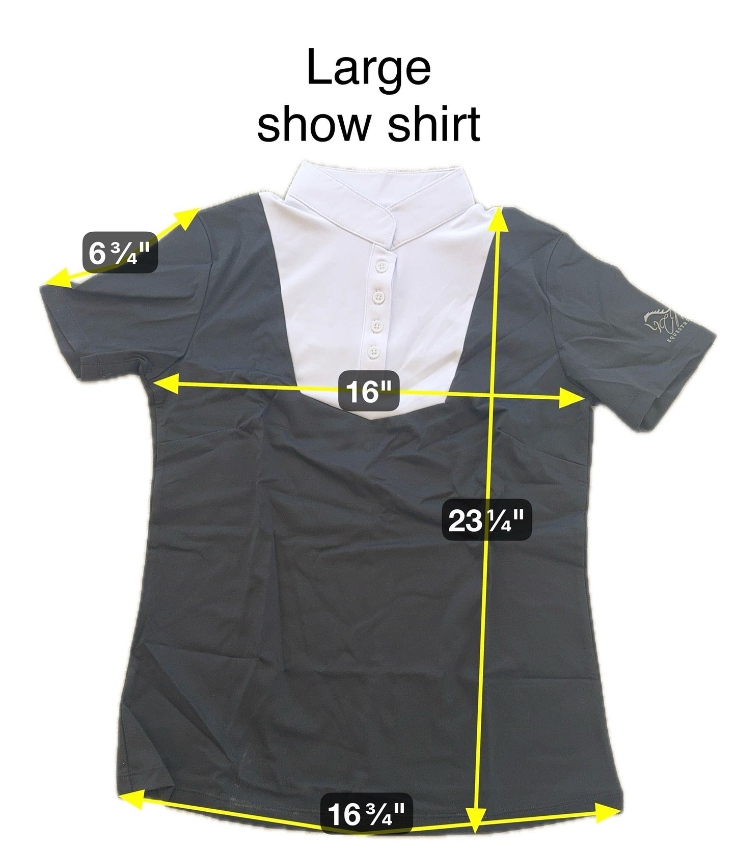 Navy white Equestrian two tone show short sleeve shirt CM logo on sleeve