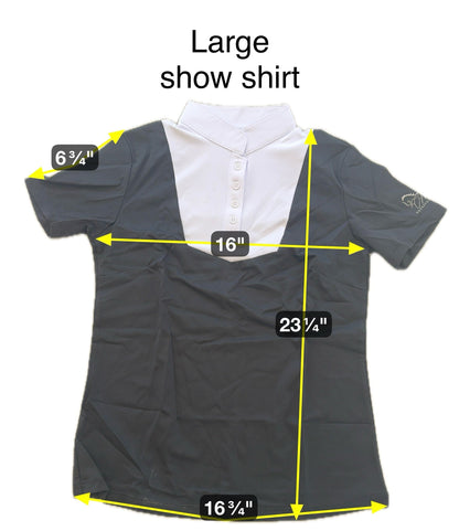 Black white Equestrian two tone short sleeve hunter show shirt
