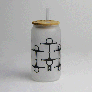 Full Cheek Glass Tumbler with Bamboo Lid and Straw