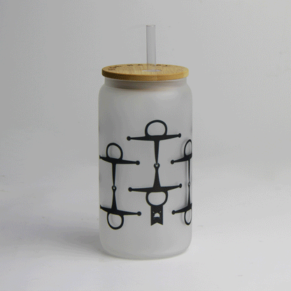 Full Cheek Glass Tumbler with Bamboo Lid and Straw