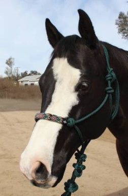 Professional Choice Beaded Rope Halter - Hunter Green