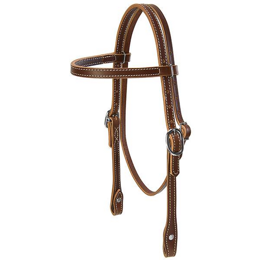 Pony Doubled and Stitched Harness Leather Browband Headstall