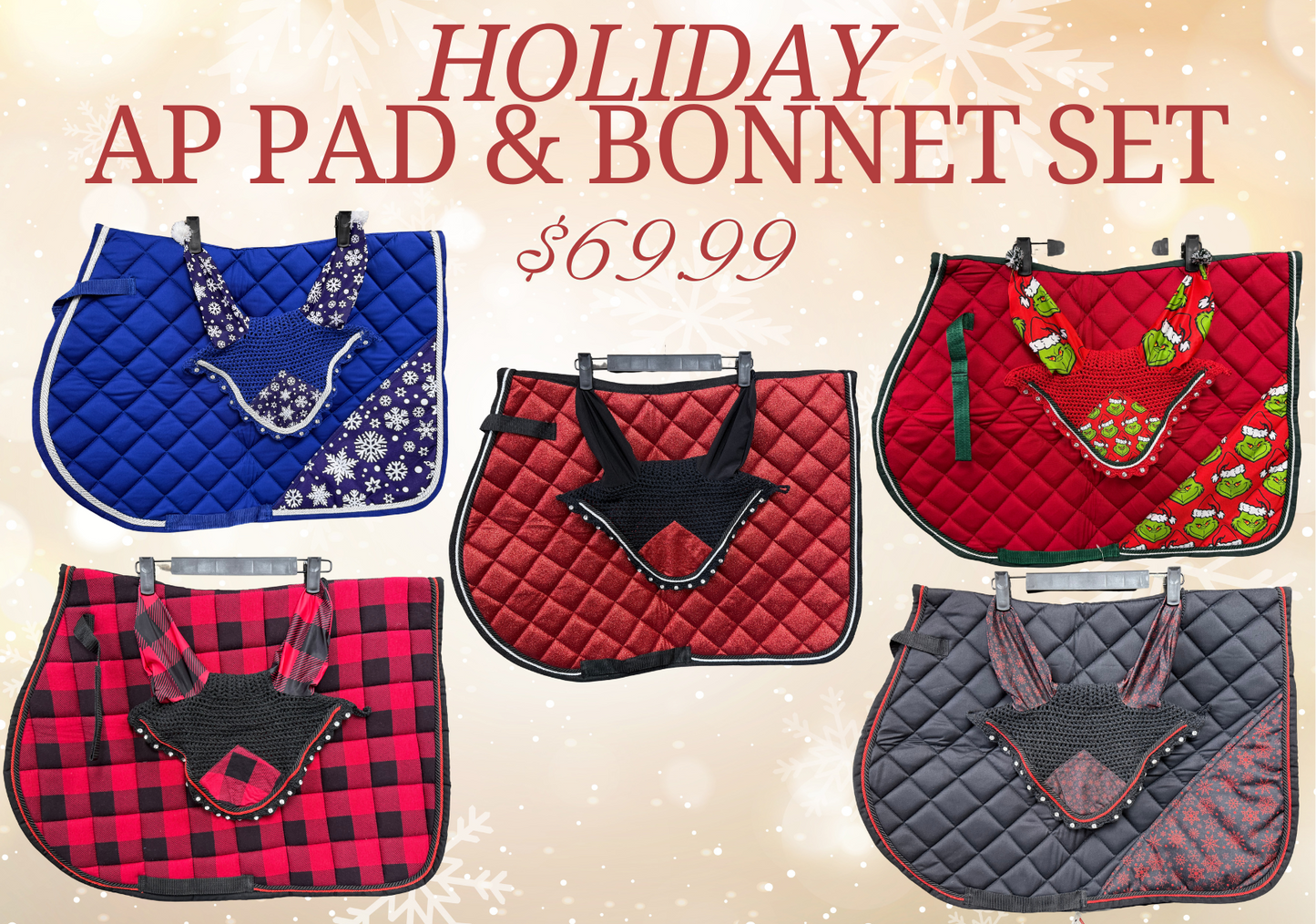 Holiday AP Saddle Pad & Ear Bonnet Set