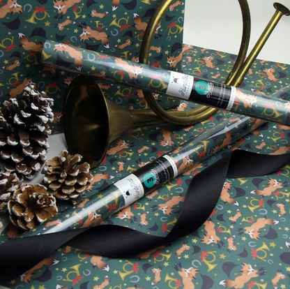 Hunt Seat Paper Holiday Fox Gift Wrap