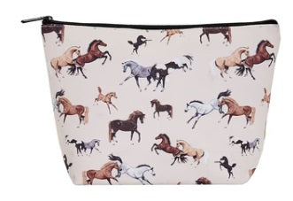 AWST Int'l "Lila" Horses All Over Large Cosmetic Pouch