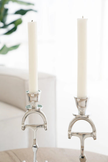 Huntley D Bit Pair of Candlesticks, Pair in Aluminum Silver Finish