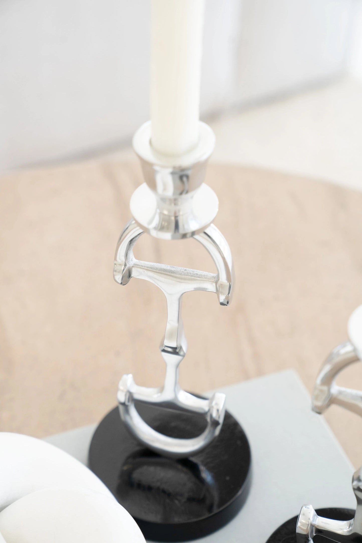 Huntley D Bit Pair of Candlesticks, Pair in Aluminum Silver Finish