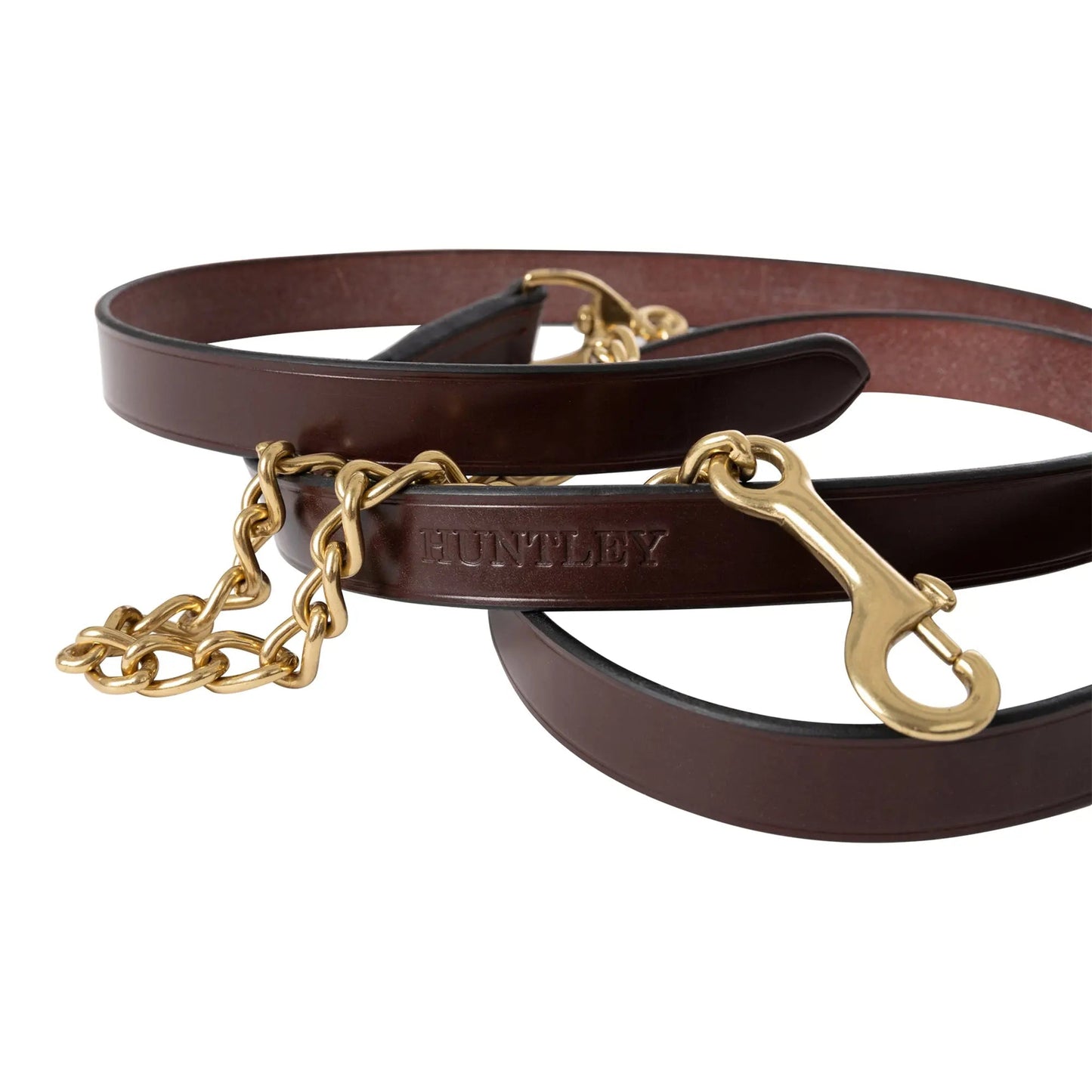 Huntley Equestrian Leather Lead with Brass Chain