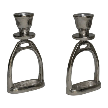 Huntley Equestrian Stirrup Candle Stick Holders, Silver set of 2