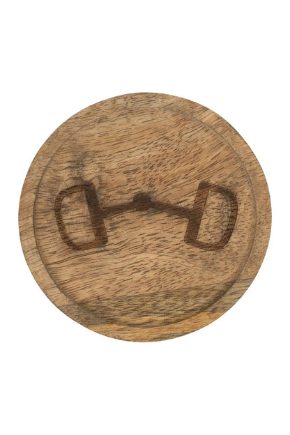 Huntley Equestrian Wooden Coasters with Decorative Bit Design, set of 4