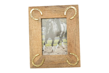 Huntley Equestrian Wooden Picture Frame with Gold Horse Shoes, 5 x 7