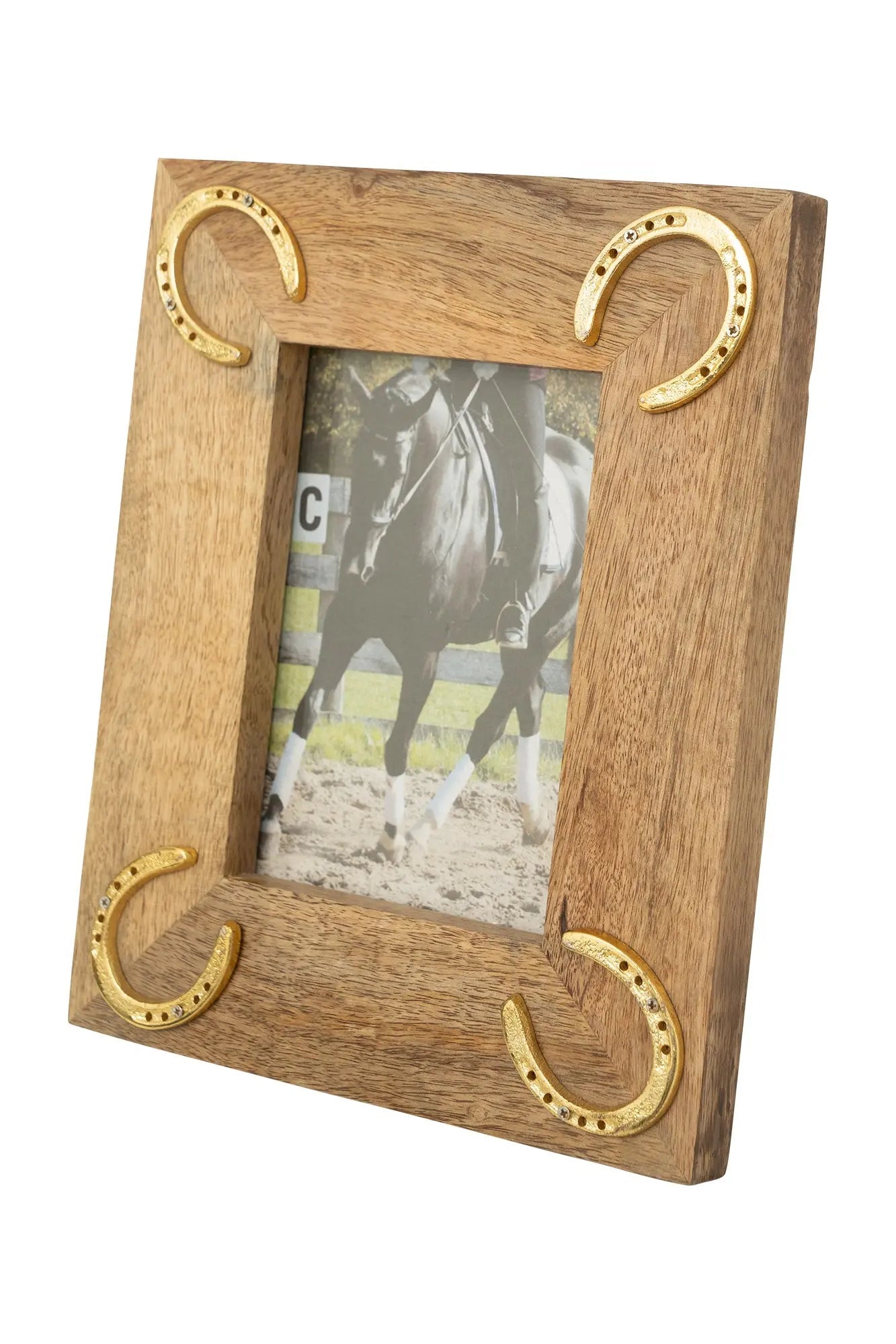 Huntley Equestrian Wooden Picture Frame with Gold Horse Shoes, 5 x 7