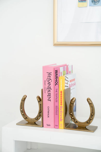 Huntley Horse shoe Bookends, Pair, Brass Antique Finish