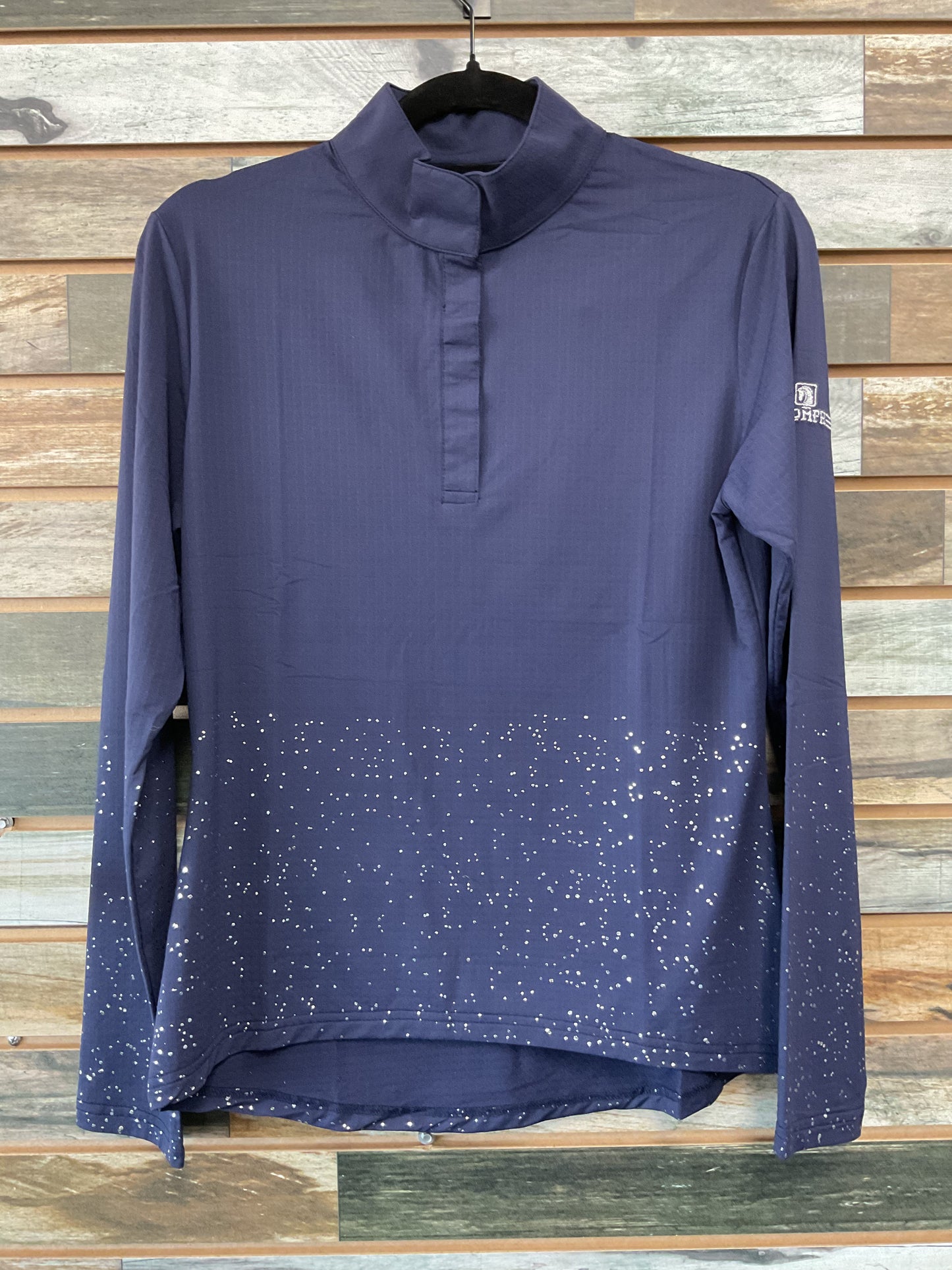 ROMFH® Ladies Long Sleeve Navy Sparkle Show Shirt