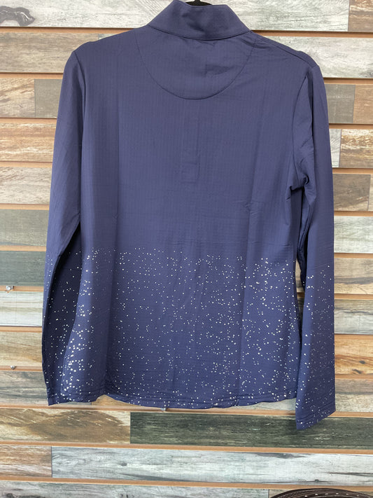 ROMFH® Ladies Long Sleeve Navy Sparkle Show Shirt