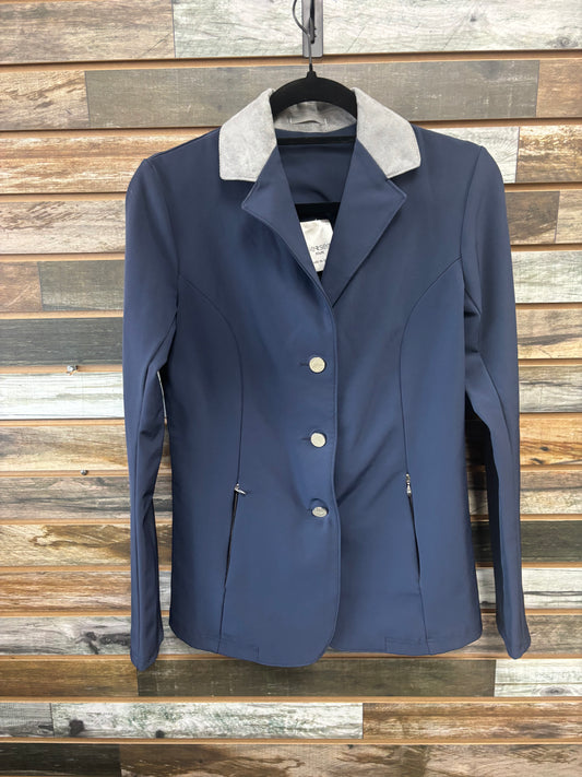 USED Gersemi Ladies English Show Jacket 12R Navy w/ Grey Collar