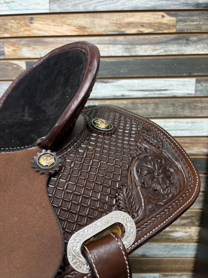 14.5" HR Hand-Tooled Barrel Saddle