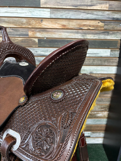 14.5" HR Hand-Tooled Barrel Saddle