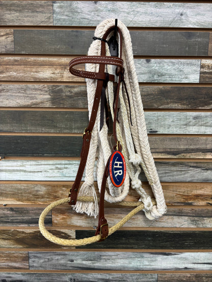 5/8" Browband Bosal with Quick-Change Buckle & 14' Cotton Reins