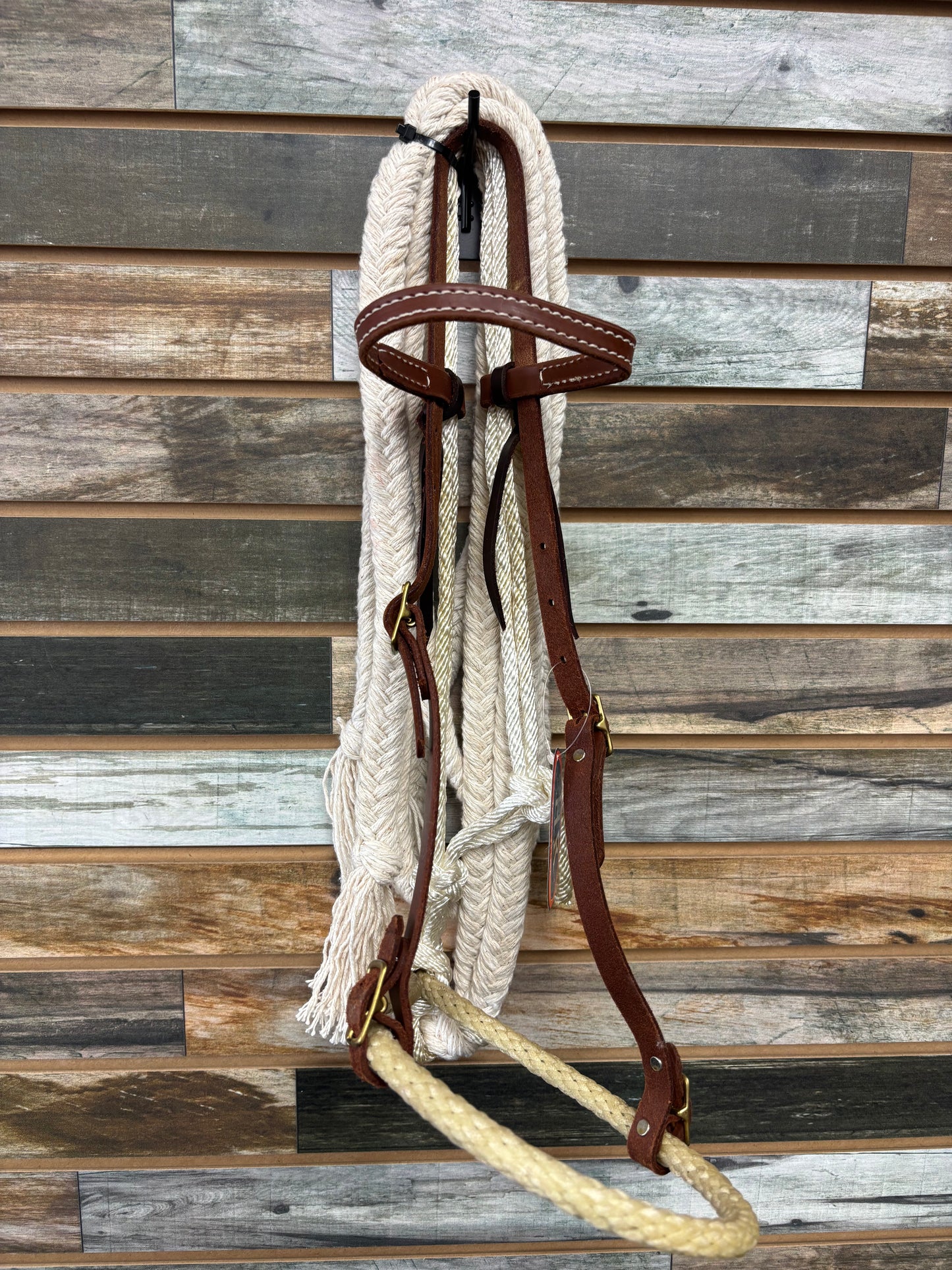 5/8" Browband Bosal with Quick-Change Buckle & 14' Cotton Reins