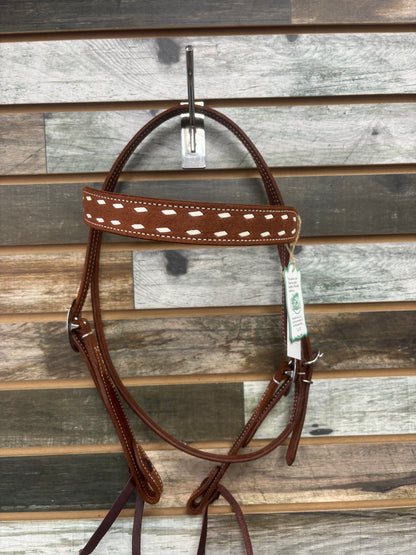 Browband Headstall Chestnut Skirting & Buckstitched Stamping