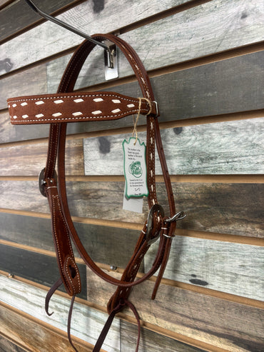 Browband Headstall Chestnut Skirting & Buckstitched Stamping