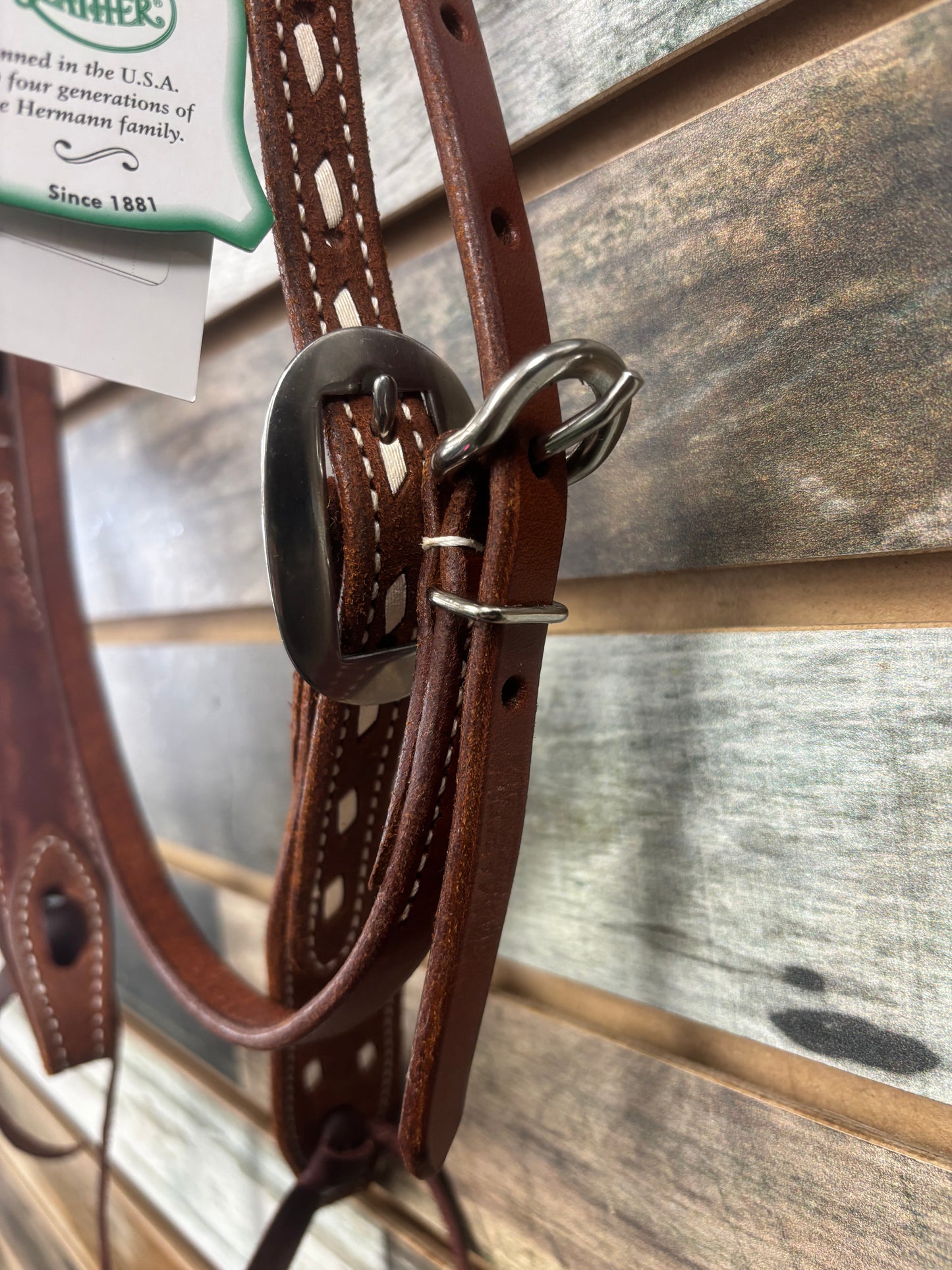 Browband Headstall Chestnut Skirting & Buckstitched Stamping