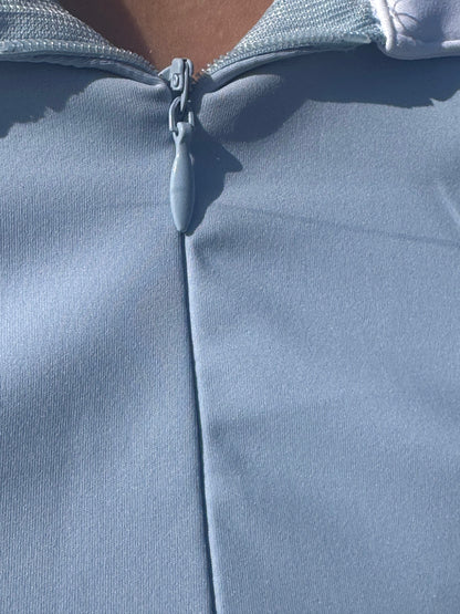 Navy Equestrian Fancy cuff two tone long sleeve navy and white shirt