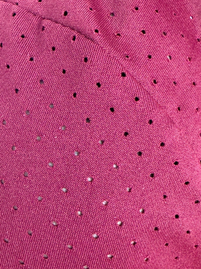 Burgundy white Equestrian Fancy cuff two tone long sleeve shirt