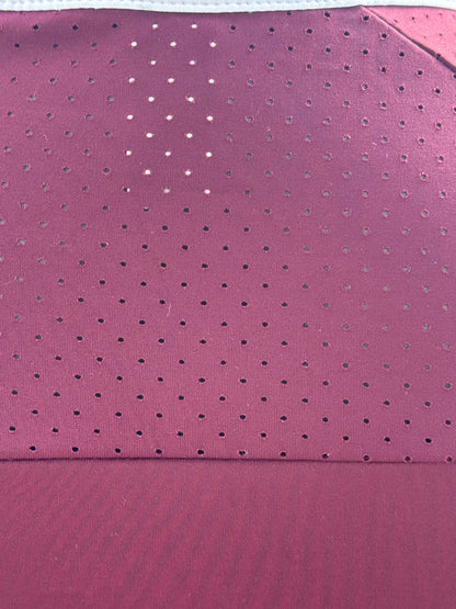 Burgundy white Equestrian Fancy cuff two tone long sleeve shirt