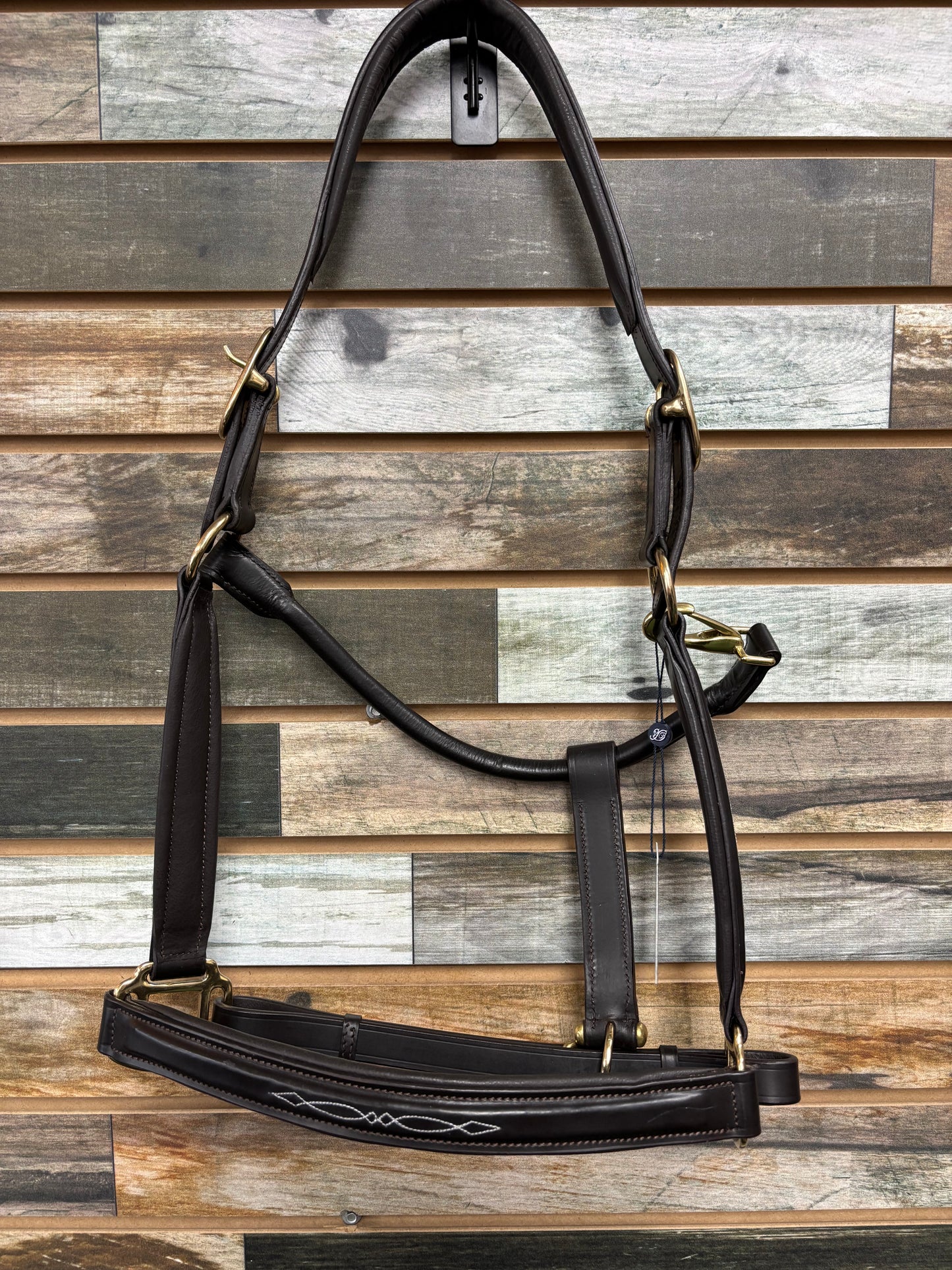 Bridleberry Full Grain Hunter Style Leather Halter w/Top Stitched Design