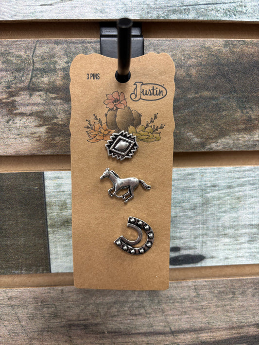 Justin Hat Pin 3 Pack Galloping Horse