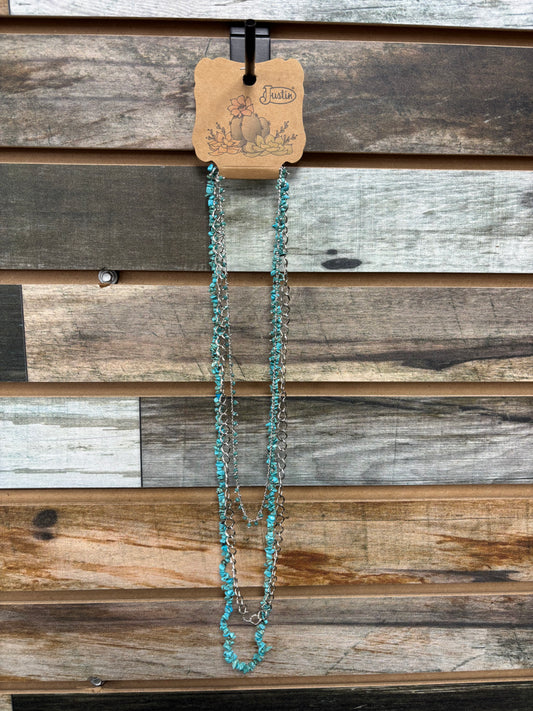 Justin Necklace Multi-Layer With Turquoise Colored Nuggets