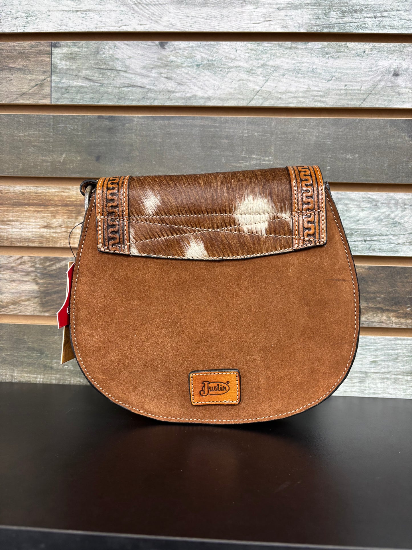 Justin Ladies Saddlebag Tan Serpentine with Hair on