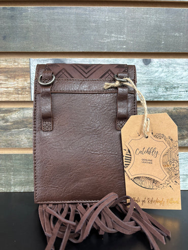 Catchfly Ladies Saddle Pouch Brown with Design