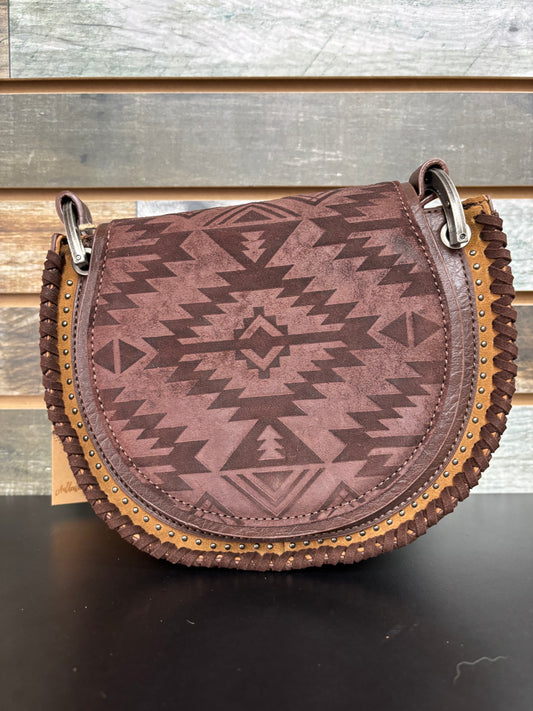 Catchfly Ladies Saddle Bag Brown with Design