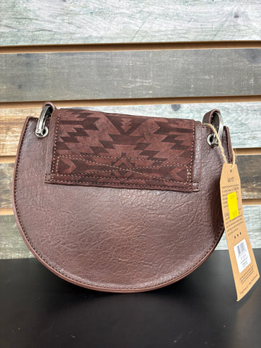 Catchfly Ladies Saddle Bag Brown with Design