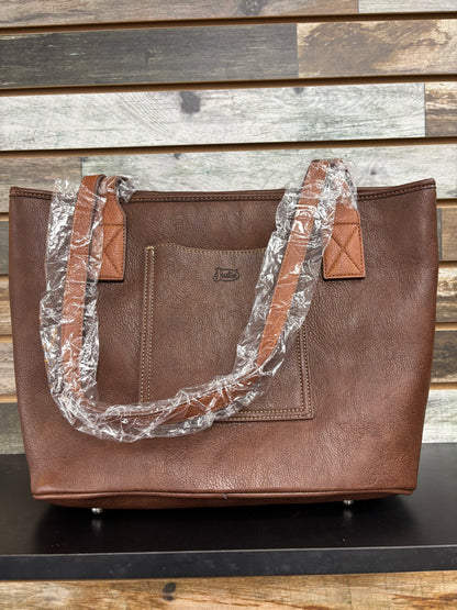 Justin Ladies Tote Brown with Webbed Panel