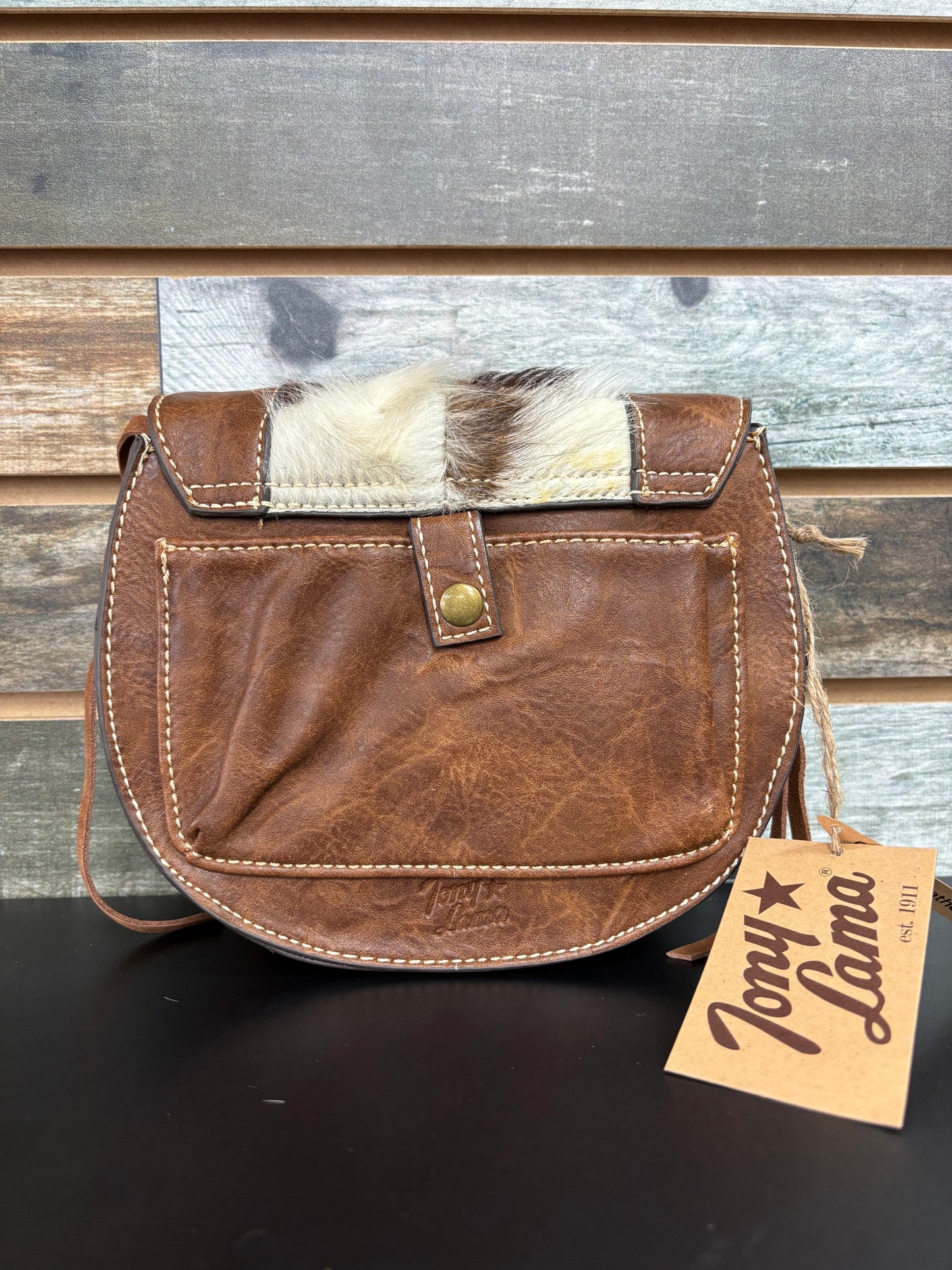 Tony Lama Saddle Bag Hair-On Accents