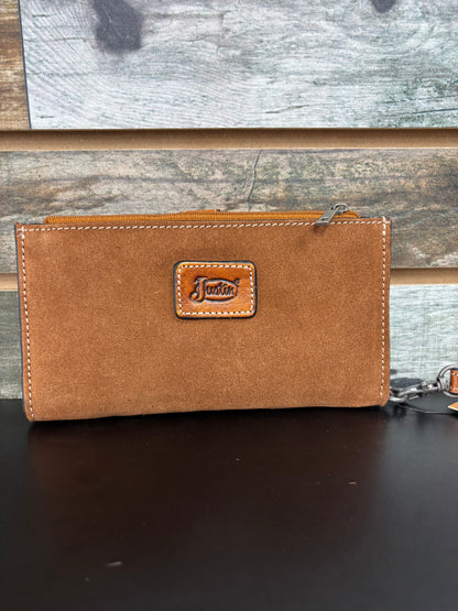 Justin Ladies Wallet Tan Serpentine with Hair On