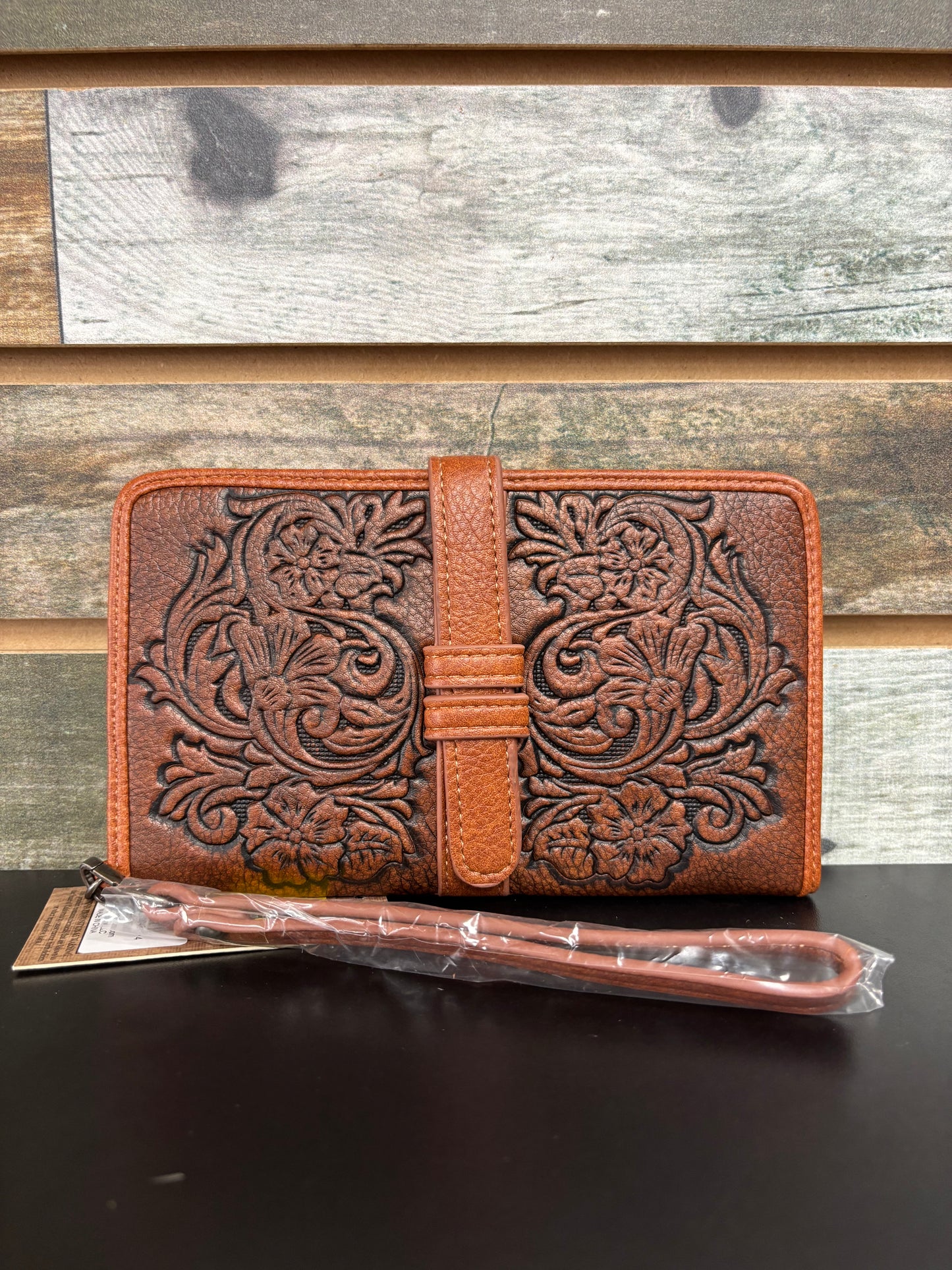 Justin Ladies Large Wallet with Embossed Leather