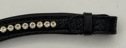 Bridleberry #131 Med. Crystals on Black Textured Leather,Black Padding