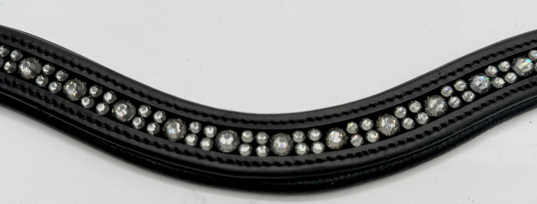 Bridleberry #140 Black Padded Browband Dark Grey Crystals